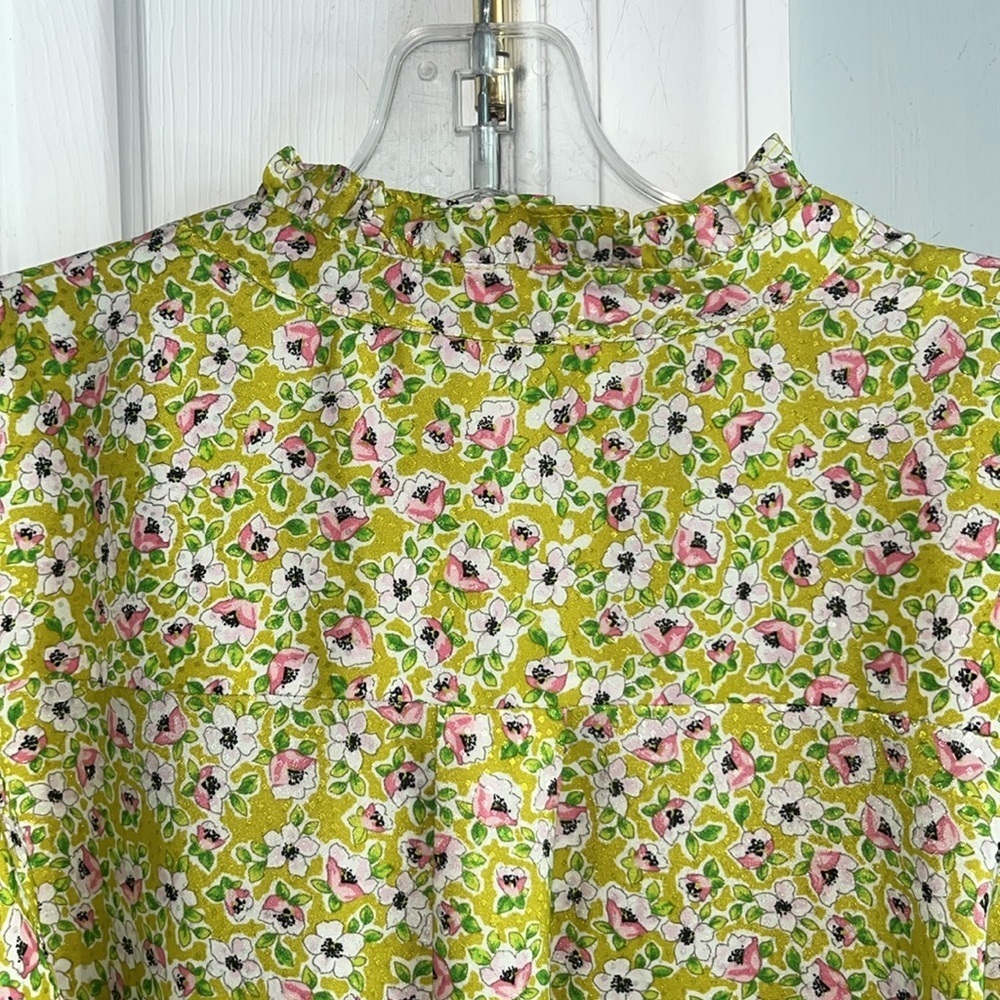 cupcakes & cashmere Green Floral Puff Sleeve Blouse Size M - Picture 5 of 9